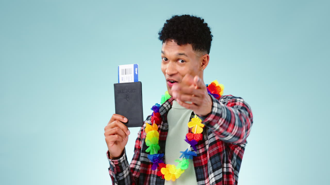 여권, 남자, 그리고 당신을 가리키는 티켓