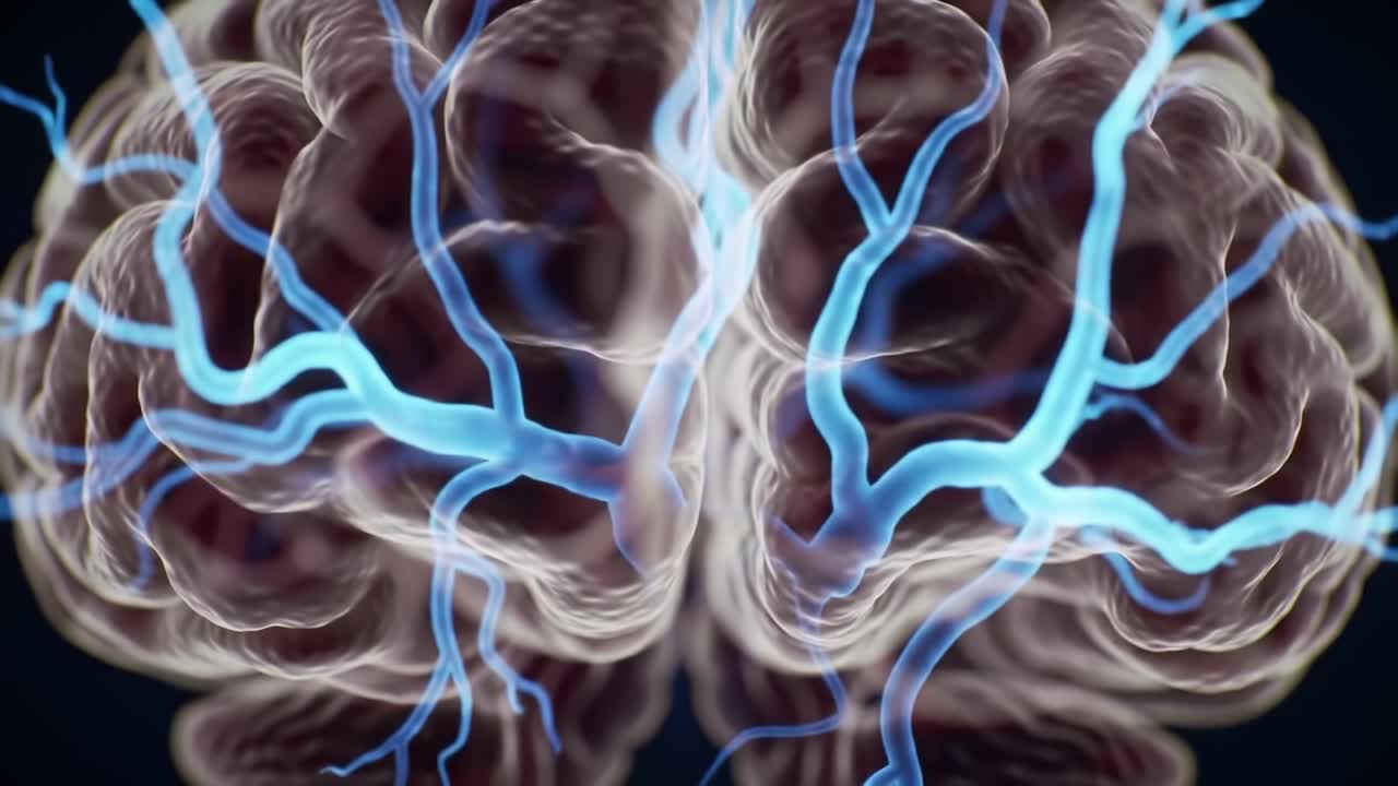 An Intricate Look into the Human Brain's Neuronal Connectivity: A Stunning Visual Representation of Neural Pathways and Their Electric Activity