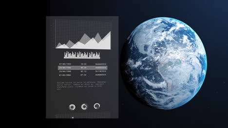 animación del procesamiento de datos digitales en el mundo sobre un fondo oscuro