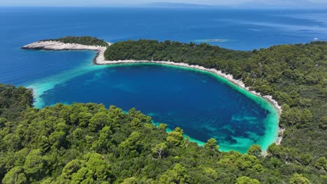 lush forest islands of mljet national park in croatia. aerial drone shot