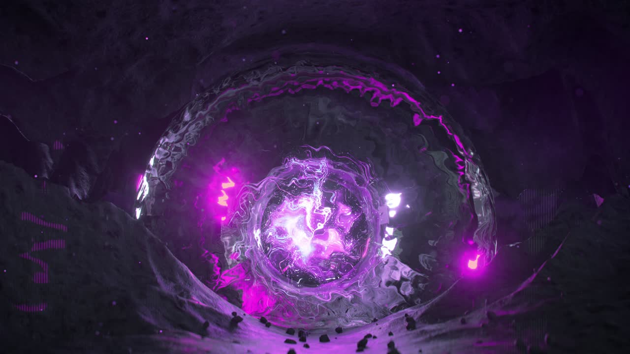 portal de energía púrpura 3d render animación de bucle sin costuras