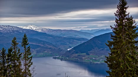 timelapse of clouds at ardalsfjord, near ovre ardal, vestland, norway