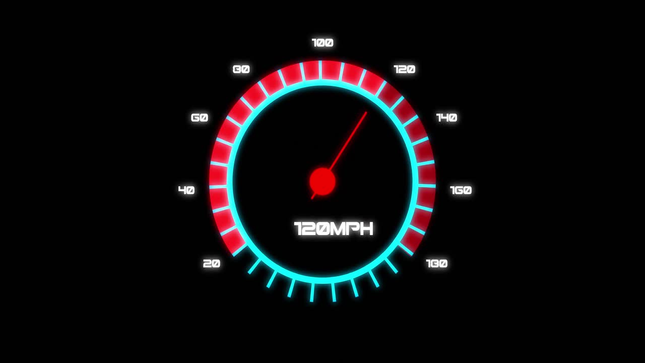 검은색 바탕에 있는 자동차 속도계의 애니메이션