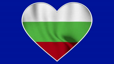 bulgaria heart love flag loop - realistic 4k flag waving in the wind. seamless loop with highly detailed fabric texture