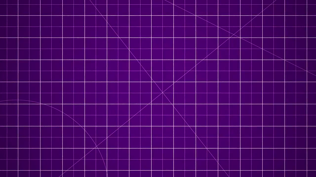 Dynamic White Lines and Arcs on a Purple Grid Background