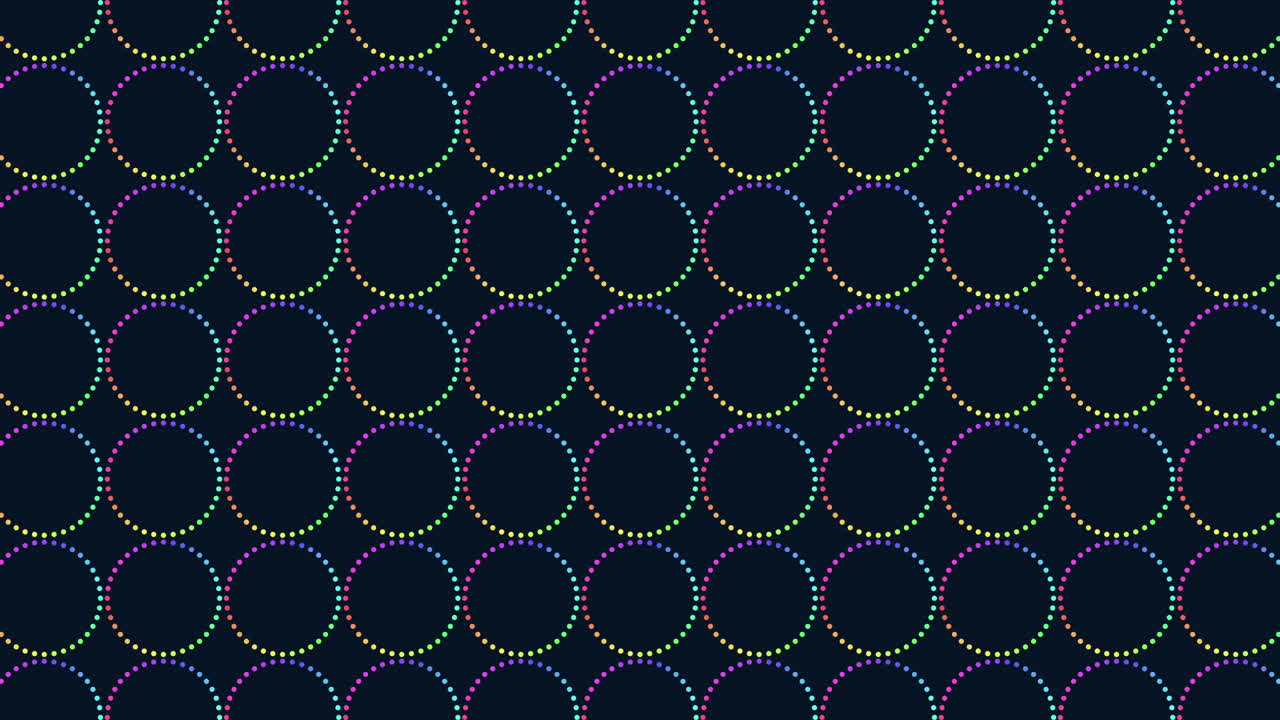Symmetrical circles connected by lines on black background