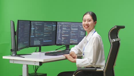 woman programmer at desk