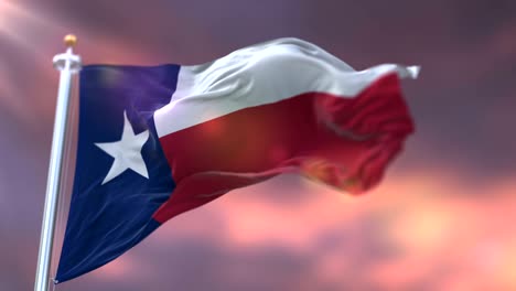 flag of texas state at sunset, region of the united states - loop