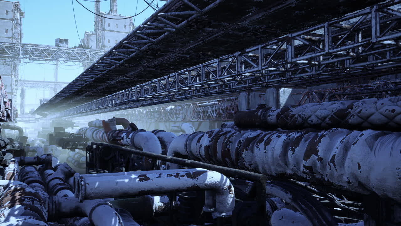 오래된 가스 터미널과 가스 액체화 장비