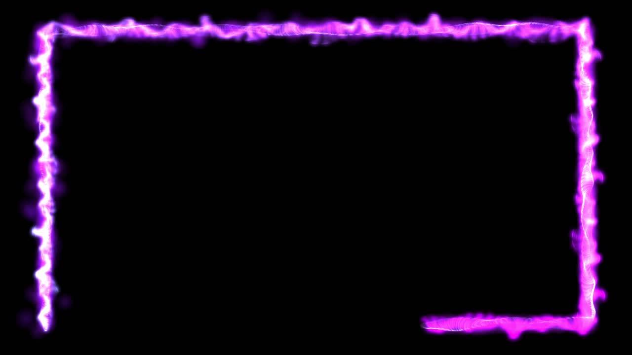 Animated picture image frame with purple energy growing on black background, 2D animation