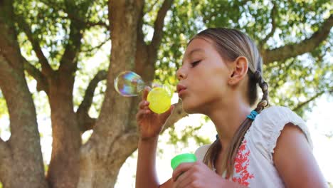 Girl-blowing-bubbles-through-bubble-wand