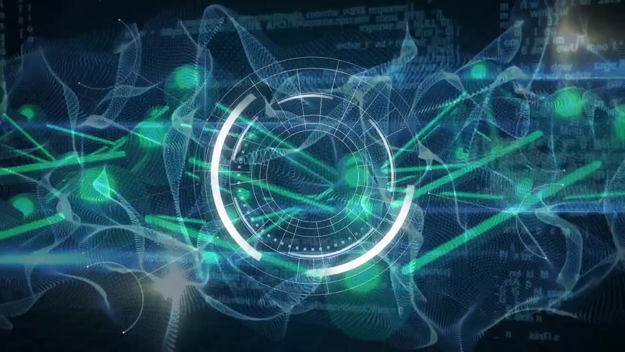 Abstract Digital Network with Futuristic HUD and Data Flow