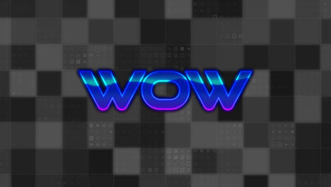 animación de texto wow fallido sobre cuadrados contra un fondo gris