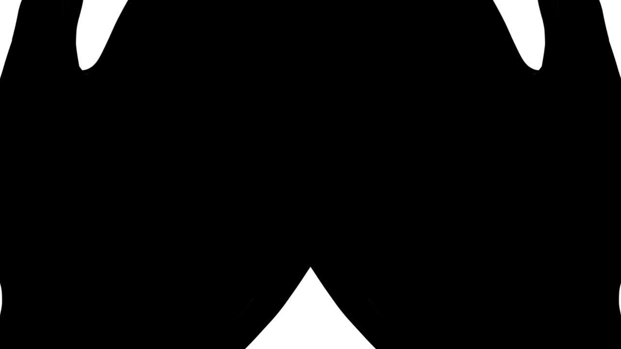 POV hands covering eyes. Black and white looped animation in first person view