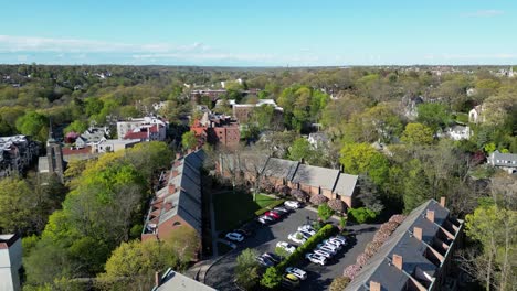 aerial view of a upscale suburban neighborhood