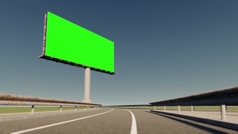 3d rendering footage of billboard beside highway. green screen billboard.