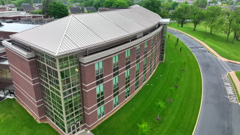 aerial orbit around new school building