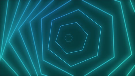 loopable abstract digital neon geometric tunnel background. 4k futuristic sparkling animation pattern that moves forward with blue colors on dark technology and cyber concept with copy space