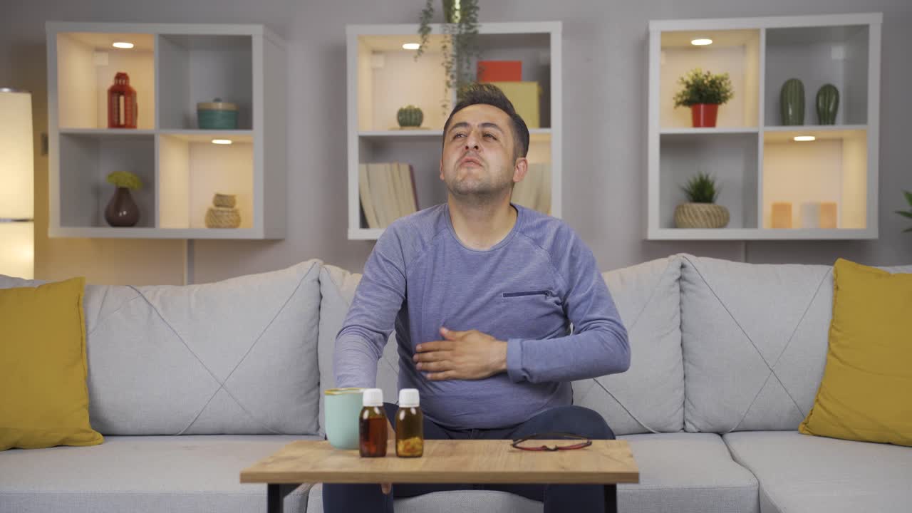 Man experiencing stomachache.