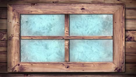 transición de heladas y hielo en la ventana de la casa