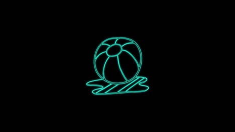 ball icon for game animation lines on a black background. 4k video seamless neon line animation. summer ball