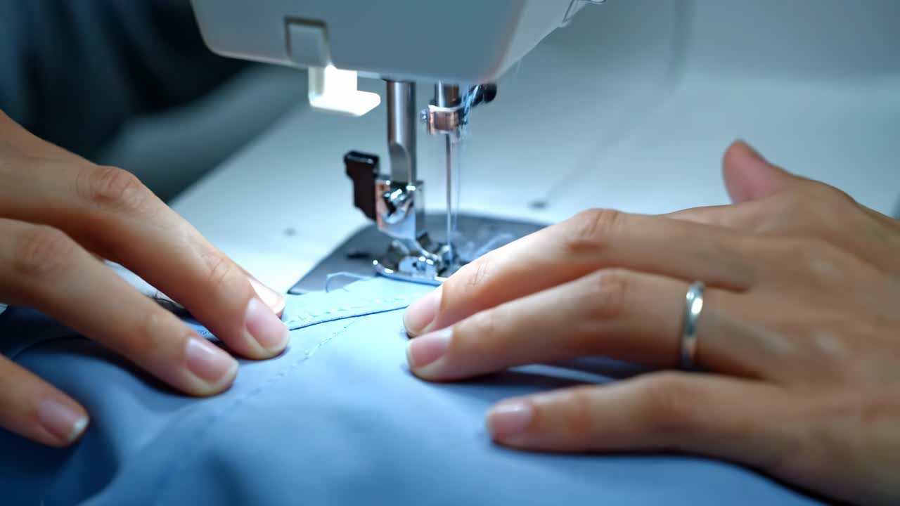 máquina de coser en acción