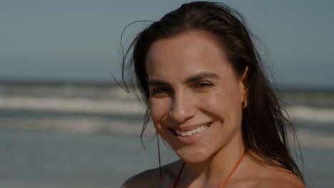 happy woman at the beach