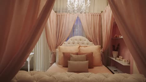 glamorous feminine bedroom with aesthetic furnishings