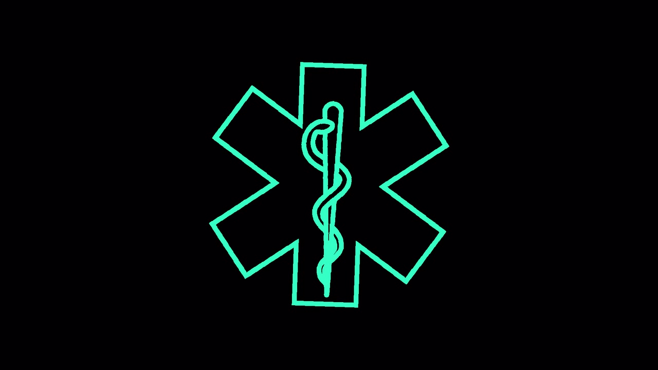 Animated Star of Life Medical Symbol Reveal on Black Background