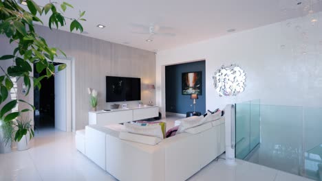 Minimalist-St-Gély-Contemporary-villa-Living-Room-with-Art-Deco