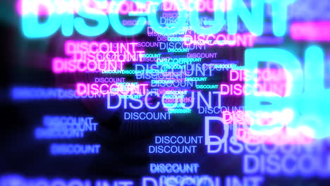 Motion of neon text Discount in dark background