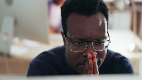 business, anxiety and nervous black man in office