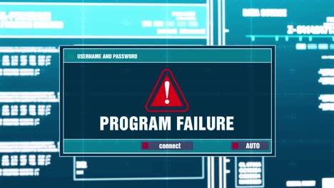 program failure warning notification generated on digital system security alert error message on