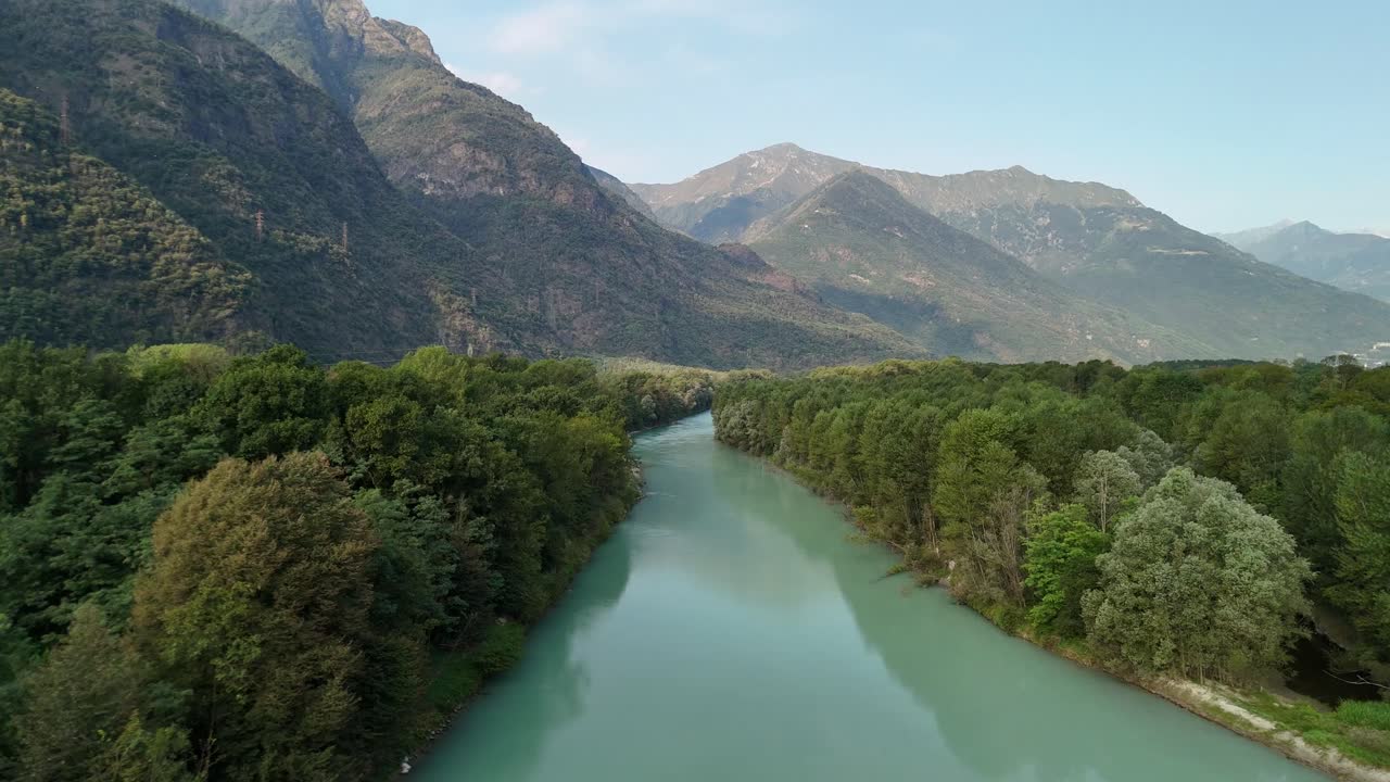 Serene River Valley in the Mountains
