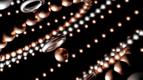 esferas metálicas abstractas y anillos en 3d