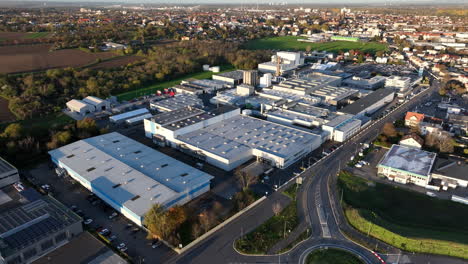 Aerial-View-Of-RENOLIT-SE,-Headquarters,-And-Offices-In-Worms,-Germany