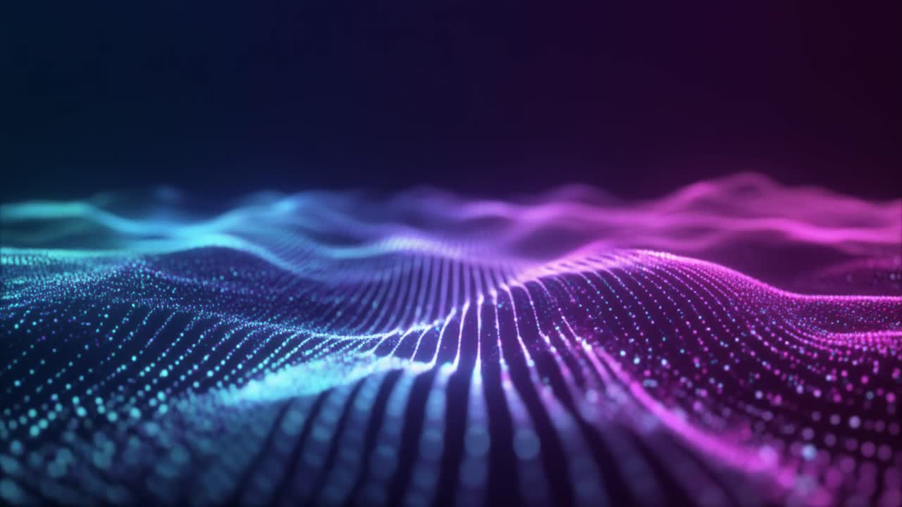 Dynamic Abstract Background of Glowing Particle Waves