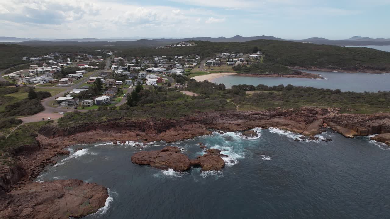 Boat Harbour Suburb And Beach - Boat Harbour North Headland In NSW, Australia. - aerial shot