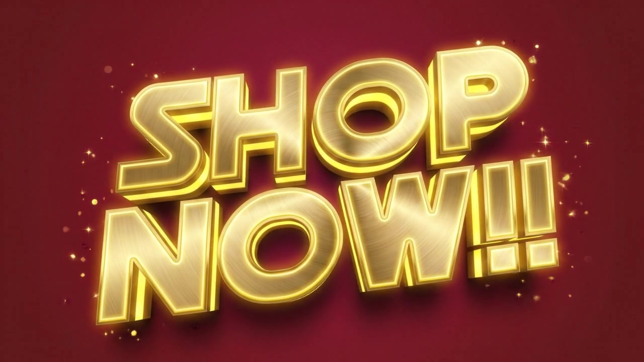 Shop Now Promotional Text Animation With Modern 3D Typography and Bright Commercial Glow