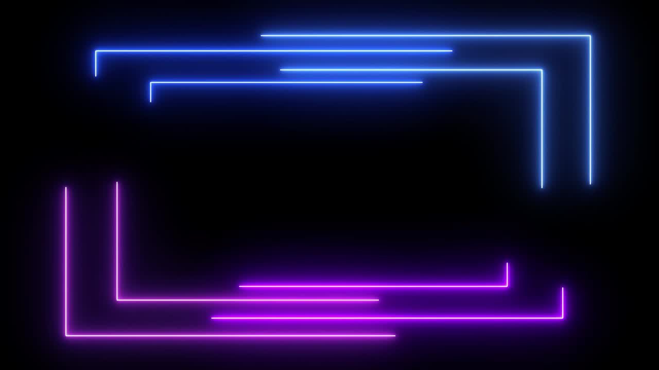 Abstract light neon frame on black background. laser show looped animation . 4K video