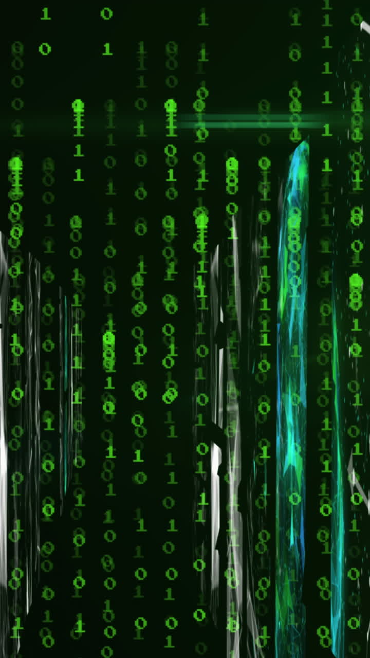 Animation of binary coding and data processing over grid