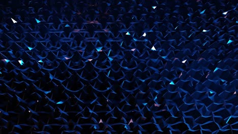 stylish dark abstract low poly background in 4k. abstract waves move on glossy metallic surface in loop. smooth soft seamless animation. simple minimalistic geometric bg. blue color