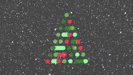 árbol de navidad digital contra los copos de nieve que caen
