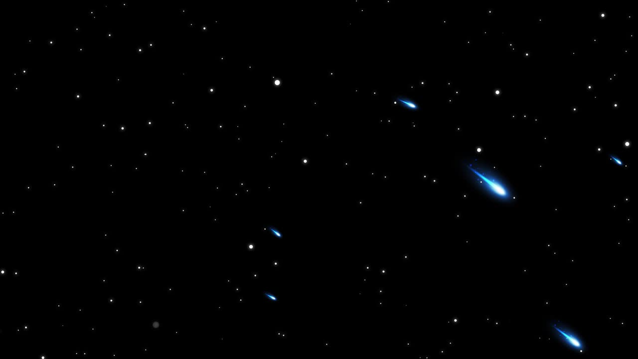 animación creativa de movimiento gráfico noche brillante cielo estrellado en el espacio oscuro galaxia colorida con estrella fugaz cayendo rápidamente en 4k imágenes de video resolución. brillo de luz chispa bokeh con telón de fondo. partícula