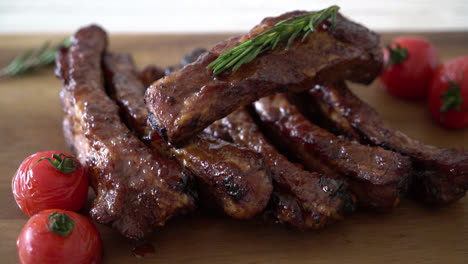 grilled barbecue ribs pork with rosemary