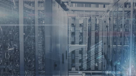 animación del procesamiento de datos a través de servidores informáticos