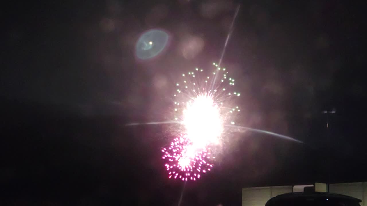 Low angle shot of firework in the sky during the night time