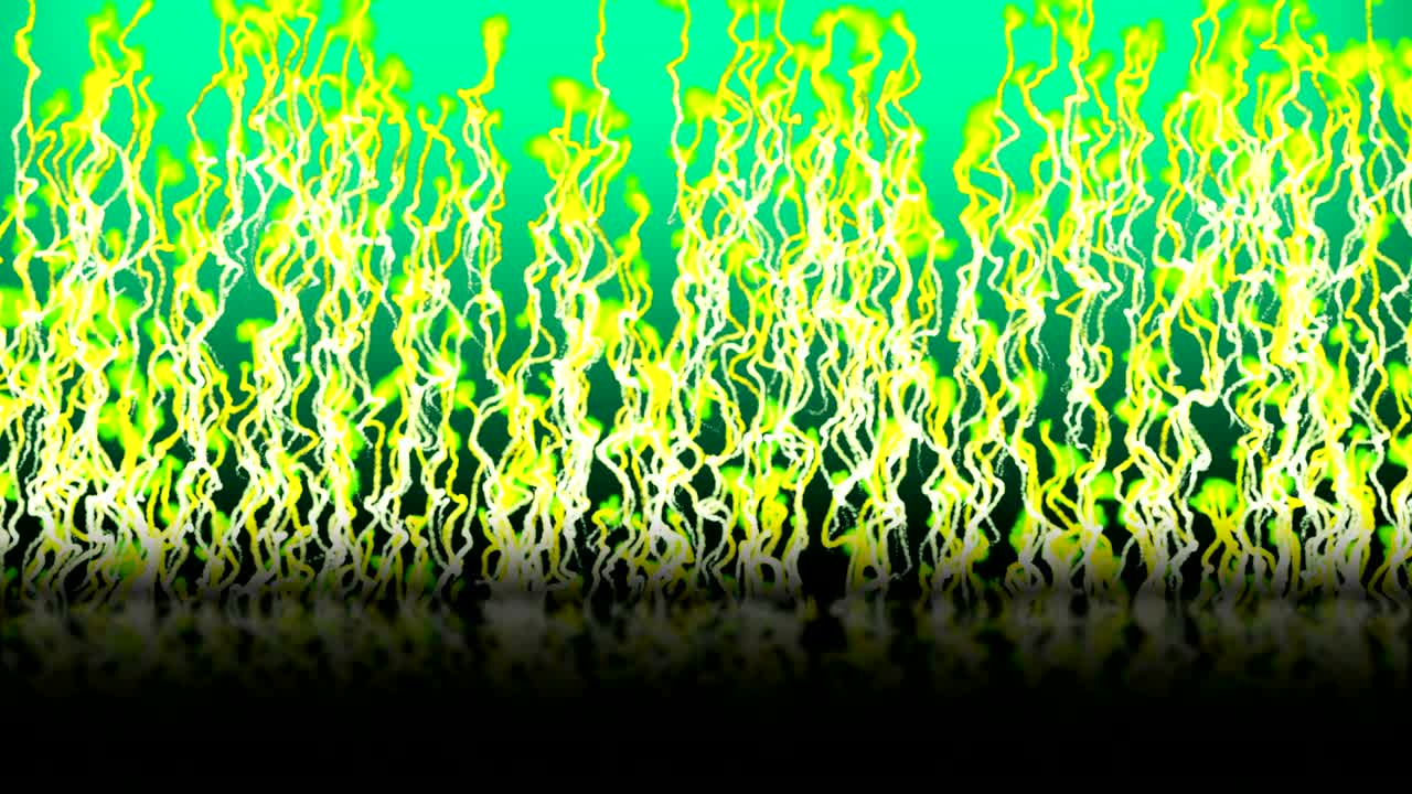 nubes de forma libre como pequeñas hojas verdes con cola amarilla se mueve sin dirección hacia la parte superior