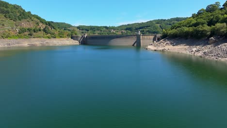 flying over the artificial reservoir in minho river - encoro de belesar