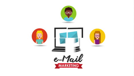 email social media marketing with laptop animation